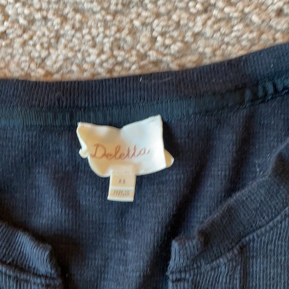 Anthropologie Deletta V Neck Lace Up Henley black XS - Picture 4 of 4